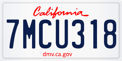 CA license plate 7MCU318