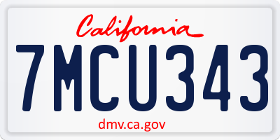 CA license plate 7MCU343