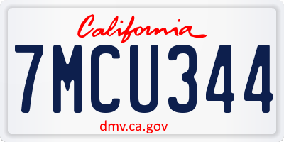 CA license plate 7MCU344