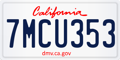 CA license plate 7MCU353