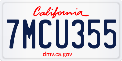 CA license plate 7MCU355