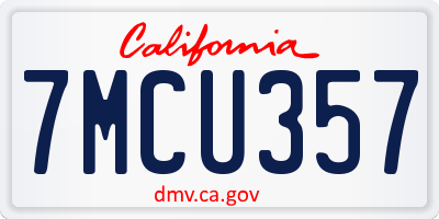 CA license plate 7MCU357