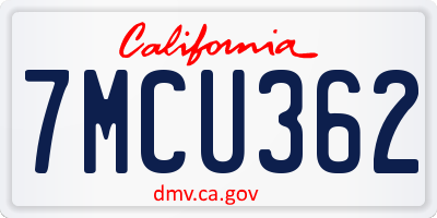 CA license plate 7MCU362
