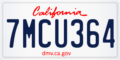 CA license plate 7MCU364