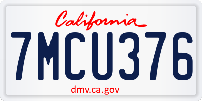 CA license plate 7MCU376