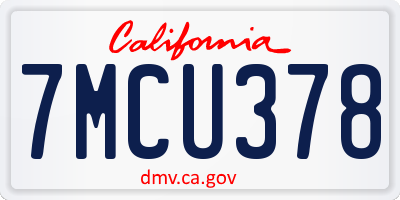 CA license plate 7MCU378