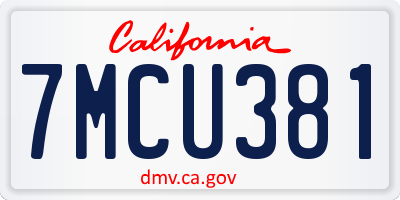 CA license plate 7MCU381