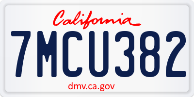 CA license plate 7MCU382