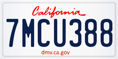 CA license plate 7MCU388