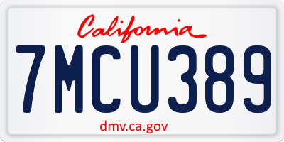 CA license plate 7MCU389