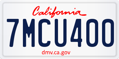 CA license plate 7MCU400