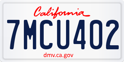 CA license plate 7MCU402