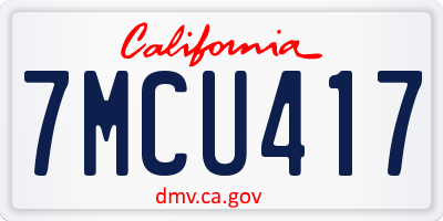 CA license plate 7MCU417