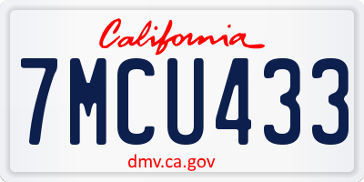 CA license plate 7MCU433