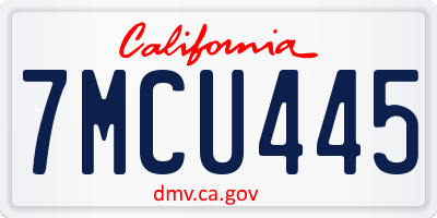 CA license plate 7MCU445