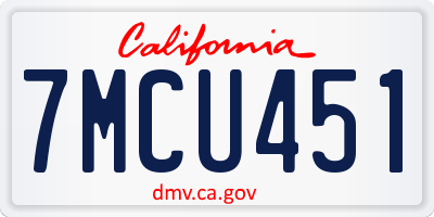 CA license plate 7MCU451
