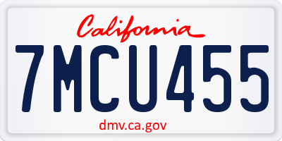 CA license plate 7MCU455