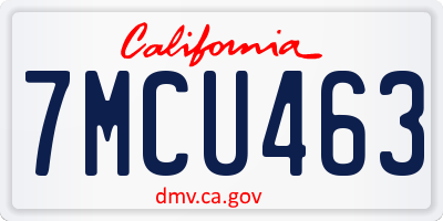 CA license plate 7MCU463