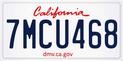 CA license plate 7MCU468