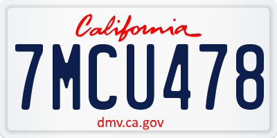 CA license plate 7MCU478