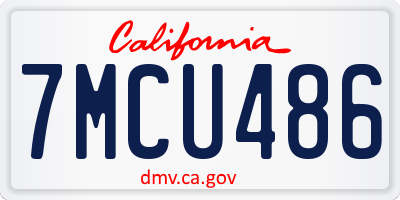 CA license plate 7MCU486