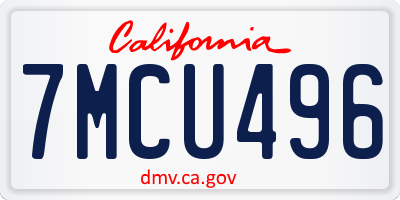 CA license plate 7MCU496