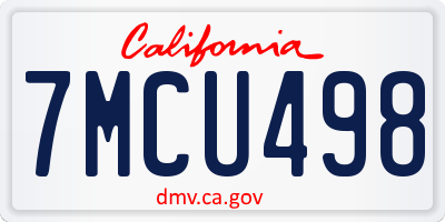 CA license plate 7MCU498