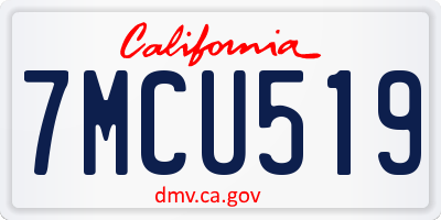 CA license plate 7MCU519