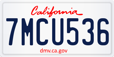 CA license plate 7MCU536