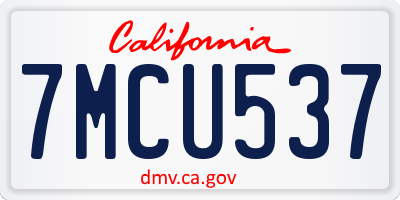 CA license plate 7MCU537