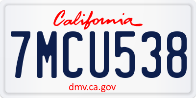 CA license plate 7MCU538