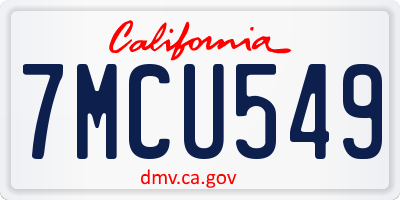 CA license plate 7MCU549