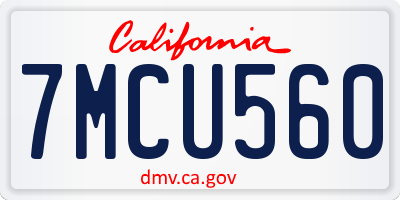 CA license plate 7MCU560