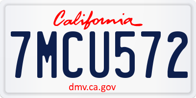 CA license plate 7MCU572