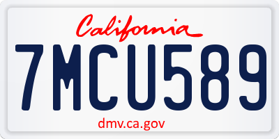 CA license plate 7MCU589