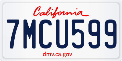 CA license plate 7MCU599