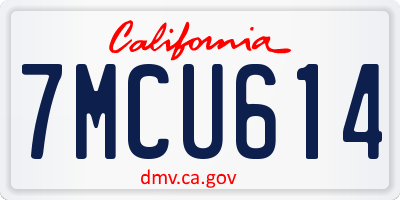 CA license plate 7MCU614