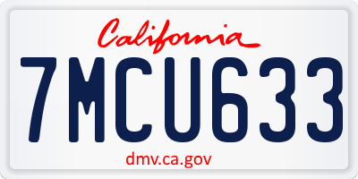 CA license plate 7MCU633