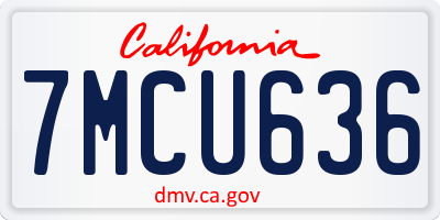 CA license plate 7MCU636