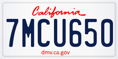 CA license plate 7MCU650