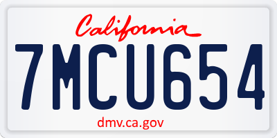 CA license plate 7MCU654