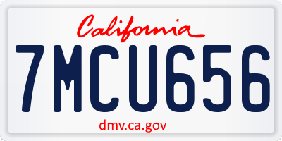 CA license plate 7MCU656