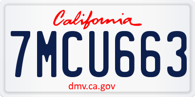 CA license plate 7MCU663