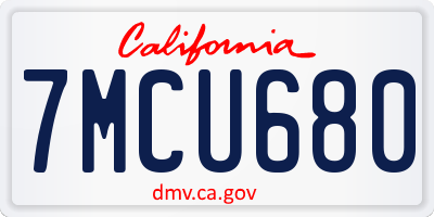 CA license plate 7MCU680