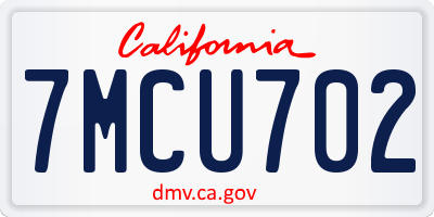 CA license plate 7MCU702