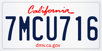 CA license plate 7MCU716
