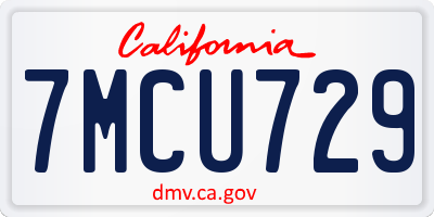CA license plate 7MCU729
