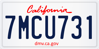 CA license plate 7MCU731