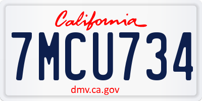CA license plate 7MCU734