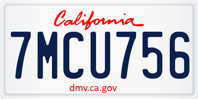 CA license plate 7MCU756